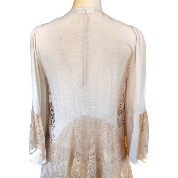 altar'd state Lace Asymmetrical Cream Beige Blouse Layering Cottagecore - Picture 11 of 14